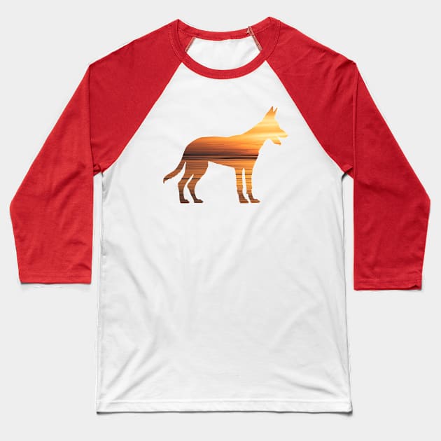 Belgian Malinois Sunset Baseball T-Shirt by Rumble Dog Tees